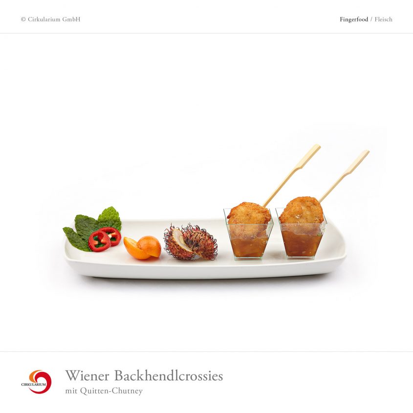 Wiener Backhendlcrossies mit Quitten-Chutney
